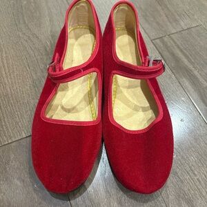 Red Velvet Mary Jane Flats